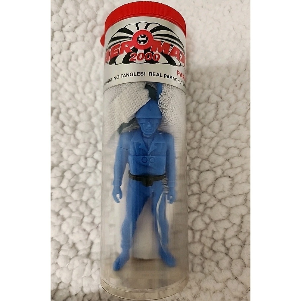 Vintage 1997 Aeromax 2000 Tangle Free Toy Parachute Blue 4" Paratrooper NOS Rare